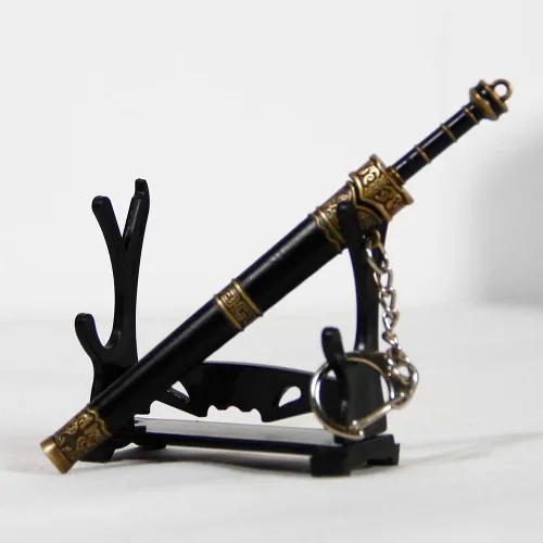 Vista 2 de Mini Katana Mini Espada Con Soporte De Plástico Espada Samurái De Metal Modelo De Arma De Juguete Katana Espadas De Anime Llavero