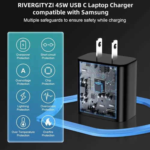 Vista 6 de Cargador rápido USB C de 45 W compatible con cargador Samsung con cable de carga tipo C de 10 pies compatible con Samsung Galaxy S25