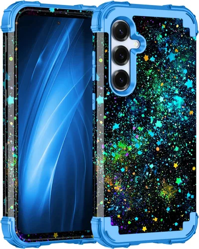 Vista 43 de Miqala Funda para Galaxy S21 FE 5G, brilla en la oscuridad, tres capas, resistente, protección a prueba de golpes, parachoques de plástico