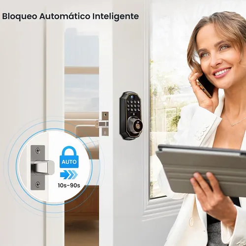 Vista 7 de YHV Cerrojo inteligente con cámara, cerradura WiFi de huella digital para puerta delantera