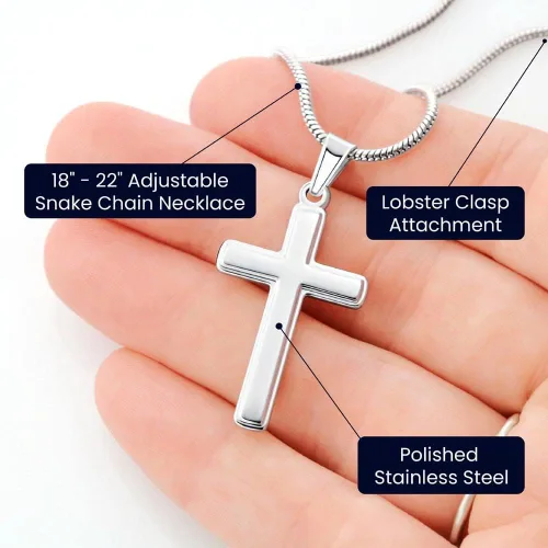 Vista 5 de Collar de cruz de oración de oficial de policía grabado personalizado, regalo de graduación de la academia de policía, joyería religiosa