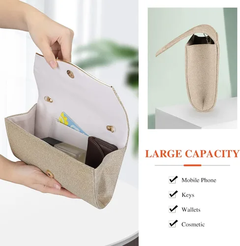 Vista 4 de Pinprin Bolso de mano de noche para mujer, con purpurina, elegante bolso de hombro pequeño para boda, fiesta, baile de graduación, novia