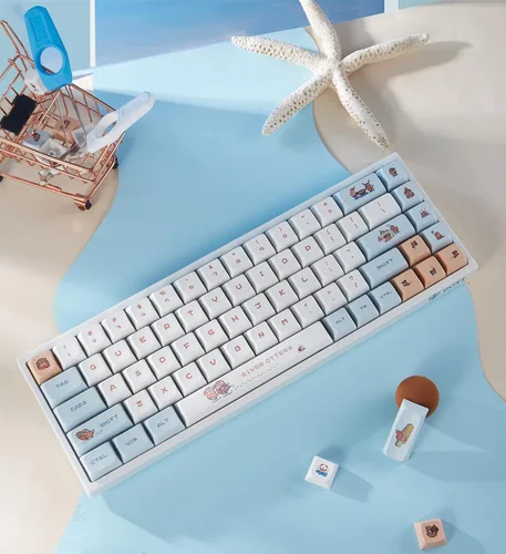 Vista 7 de BOYI WK68 Teclado mecánico RGB intercambiable en caliente, Bluetooth inalámbrico 5.02.4Gteclas de sublimación PBT con cable tipo C, teclas