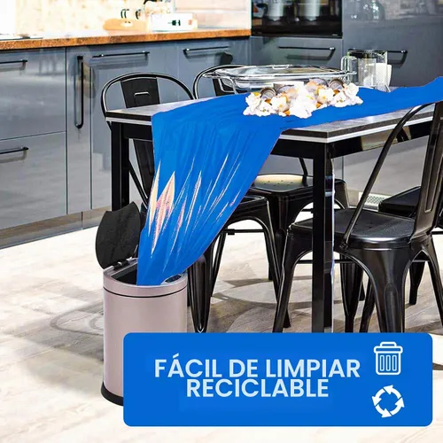 Vista 5 de PartyWoo 3 piezas de mantel de mesa de plástico desechable, 54 x 108 pulgadas, mantel rectangular impermeable azul para mesas de 6 a 8 pies, mantel