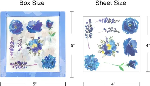 Vista 6 de allydrew Washi - Juego de calcomanías para álbumes de recortes, diseño floral azul (20 hojas)