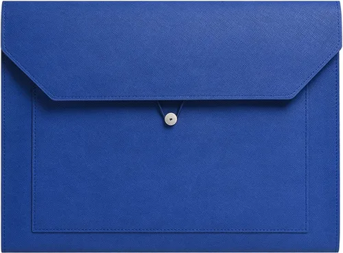 Vista 8 de Carpeta de archivos A4 de piel sintética, soporte para documentos, 2 bolsillos, cartera con sobre, con cuerda elástica, expansión de 3/4 pulgadas