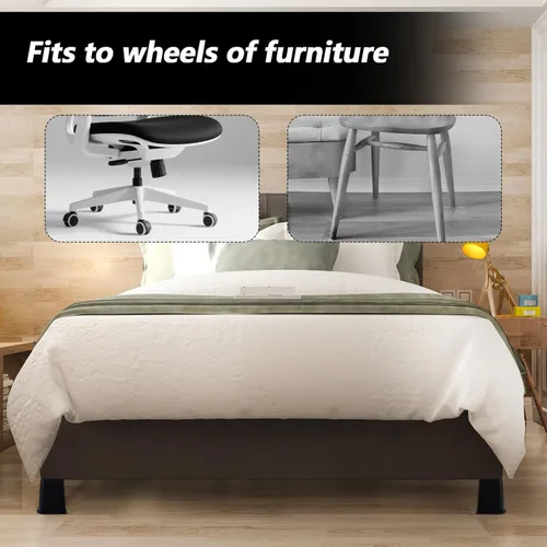 Vista 5 de Paquete de 4 elevadores de cama de 3 pulgadas, elevadores de cama resistentes, se adaptan a ruedas de muebles, sofá, mesa y sofá, color negro