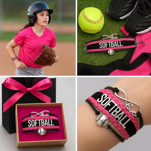 Vista 2 de Pulsera de infinito Joyería ajustable de sóftbol para jugadores, equipos y entrenadores regalos