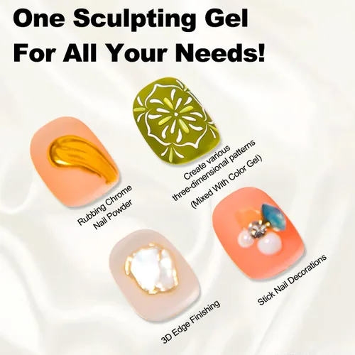 Vista 3 de Kit de gel de uñas 3D, gel esculpedor semisólido para frotar polvo de uñas cromado, pegar diamantes de imitación y pintura, geles UV que no se