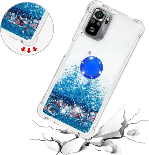 Vista 5 de Funda a prueba de golpes para Xiaomi Redmi Note 10S/Note 10 4G, brillante brillante corazón de diamante arco iris arena movediza transparente TPU