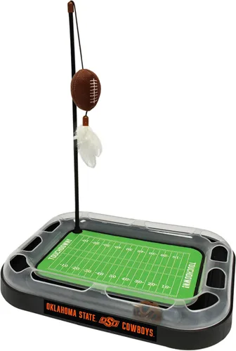 Vista 20 de Pets First NCAA Alabama Crimson Tide Football Field - Juguete rascador para gatos con peluche relleno de hierba gatera y juguete de plumas, con bola