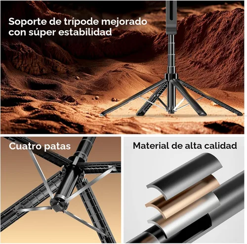 Vista 7 de Trípode para selfie de seguimiento automático de 70.9 pulgadas para iPhone Android, sin aplicación, trípode de rotación de 360° que sigue tu