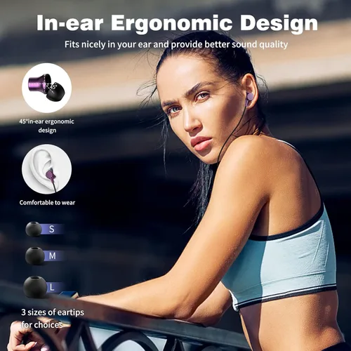 Vista 4 de COOYA - Auriculares USB C, auriculares con cable para iPhone 17, 16, 15 Pro Max, color morado Magnetic Bass Noise Canceling Type C In-Ear Púrpura