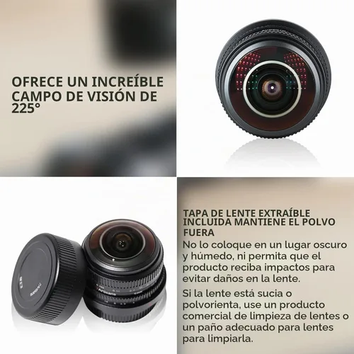 Vista 7 de 7Artisans - Objetivo ojo de pez de 4mm F2.8 Ultra Gran Angular Lente Manual Compatible con cámaras sin espejo de montaje M4/3 para Panasonic GH3 GH4