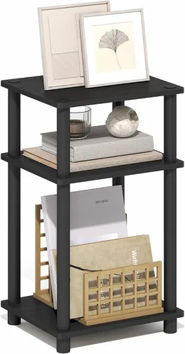 Vista 10 de Furinno Turn-N-Tube - Mesa auxiliar de 3 niveles sin herramientas, compacta