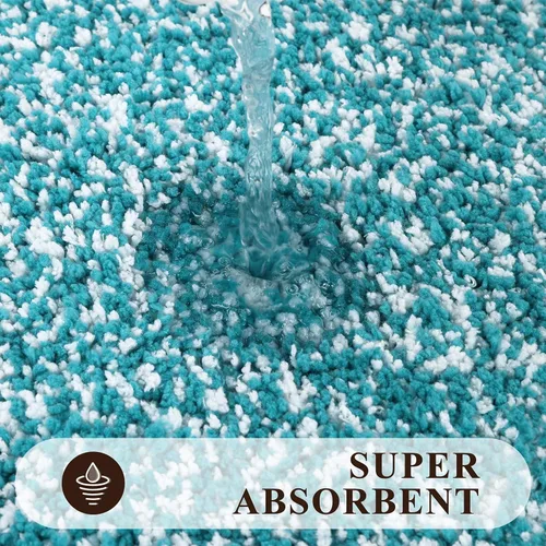 Vista 4 de Pauwer Juego de baño, alfombras de baño antideslizantes, alfombras de ducha absorbentes para suelo de baño, bañera y ducha, color azul aguamarina