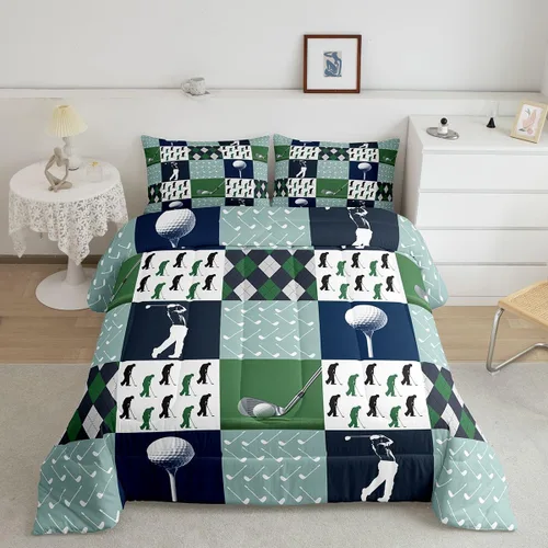 Vista 45 de Juego de ropa de cama Happy Camping de Homewish, tamaño individual, con diseño de osos cazadores y pinos, para niños, hombres, adultos, decoración