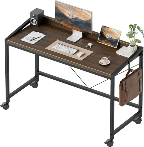 Vista 48 de Mericonia Escritorio de computador, escritorio de juegos para espacios pequeños, mesa moderna de estilo simple para oficina en casa, mesa de estudio