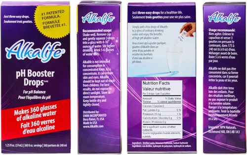 Vista 8 de Alkalife Gotas potenciadoras de pH, 1 paquete, convierte cualquier agua potable en agua alcalina pH 10, 360 porciones por botella, la fórmula