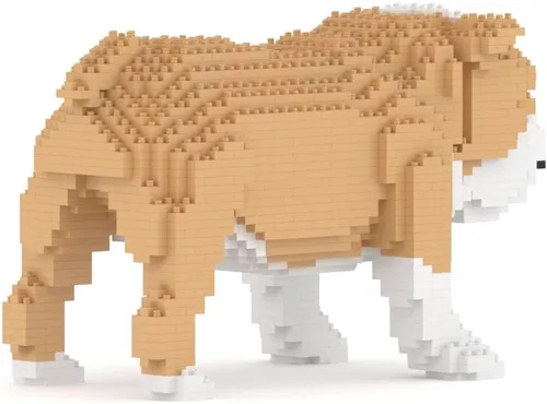 Vista 4 de JEKCA Bulldog inglés 01S-M03 Bloques de construcción de plástico para perros Edad 14+ Marrón claro
