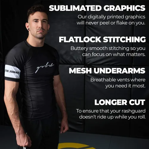 Vista 3 de Gold BJJ Foundation Rash Guard - Rashguard de Jiu Jitsu sin Gi y Gi