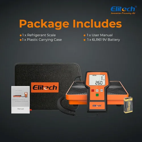 Vista 9 de Báscula Elitech LMC-100F+ de carga para refrigerante, 110 libras, de alta precisión, para Freon, para calefacción, ventilación y aire acondicionado