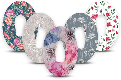 Vista 19 de ExpressionMed - Parches adhesivos para Dexcom G6 (Paquete de 5) - Fabricado en EE. UU., Impermeable, sin deshilachado, cintas de sensor CGM flor