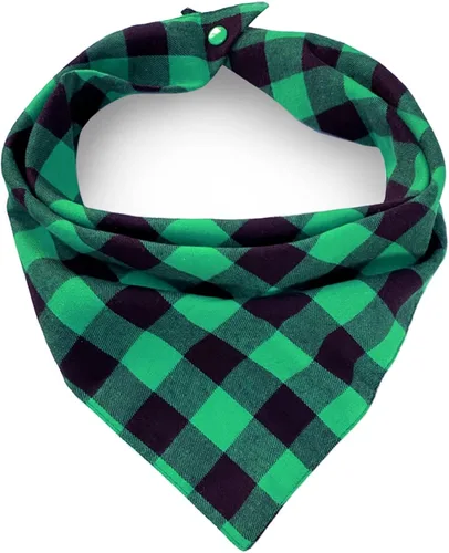 Vista 13 de AnF Bandana de Cumpleaños a Cuadros para Perro y Pañuelo Triangular para Perro - Algodón Suave, Doble Capa, Bandanas Lavables con Botón Ajustable