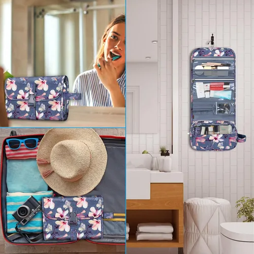 Vista 6 de Fintie Bolsa de viaje portátil para cosméticos y artículos de aseo, gran organizador colgante resistente al agua para maquillaje y almacenamiento