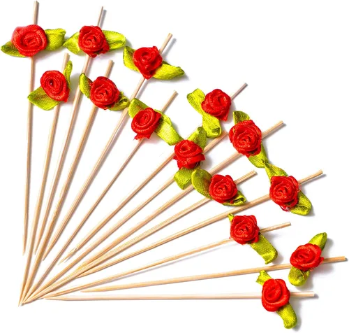 Vista 37 de PuTwo palillos de cóctel hechos a mano 300 unidades palillos de cóctel de bambú natural con cuentas cúbicas en los extremos, ecológicos, pinchos