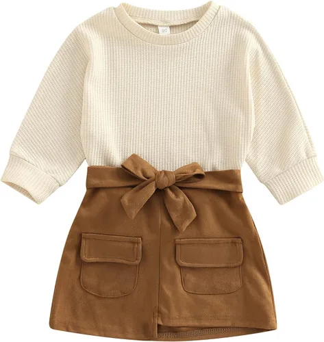 Vista 7 de Conjunto de ropa de 2 piezas para niñas pequeñas para otoño e invierno Verde militar