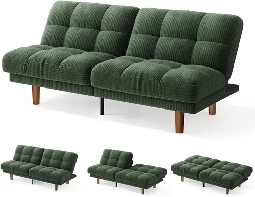 Vista 8 de Amada - Sofá cama convertible de 70 pulgadas con respaldo ajustable, color Verde