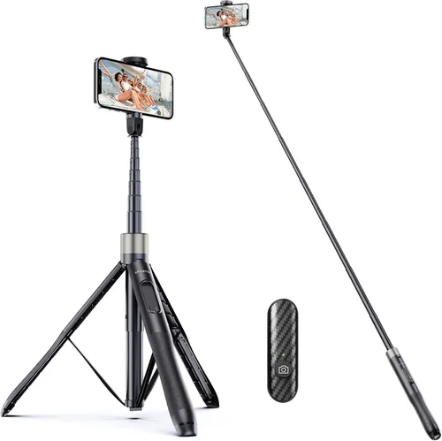 Vista 10 de ATUMTEK Trípode para selfie stick de 51 pulgadas, soporte extensible todo en uno con control remoto Bluetooth, rotación de 360° para iPhone y Negro