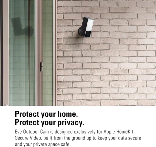 Vista 3 de Eve Cámara para exteriores, paquete de 2 cámaras de reflector seguro, alta seguridad y privacidad (video seguro HomeKit), 1080p