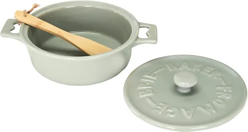 Vista 8 de Creative Co-Op Brie Bakers con tapas y esparcidores de madera (juego de 2 colores)