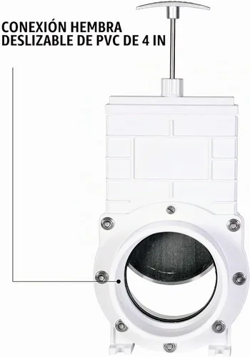 Vista 4 de Valterra, válvula de compuerta 6401, de PVC, color blanco, de 4 pulgadas