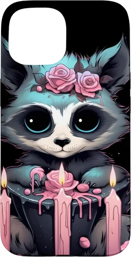 Vista 6 de iPhone 16 Pastel Goth Gothic Raccoon Anime Kawaii Nu Goth Aesthetic Case