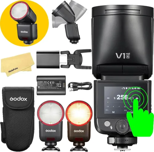 Vista 12 de GODOX V1 Mid S Godox Flash para Sony Flash Speedlight, 55Ws 2.4G TTL Flash de cámara para Sony, control de pantalla táctil, tiempo de reciclaje