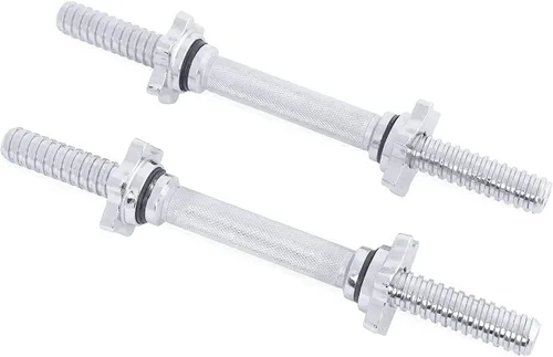Vista 3 de WF Athletic Supply Juego de mancuernas ajustables con mango de barra recta o rizado EZ roscado cromado de 1 pulgada, entrenamiento de fuerza