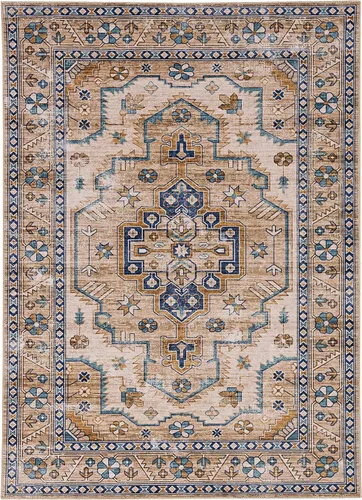 Vista 30 de Linon The Anywhere - Alfombra lavable Wesley marfil/amarillo, 5 x 7 pies Wesley Marfil y Amarillo