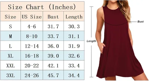 Vista 4 de ALIGADUO Vestido casual de camiseta para mujer, vestido de playa sin mangas con bolsillo
