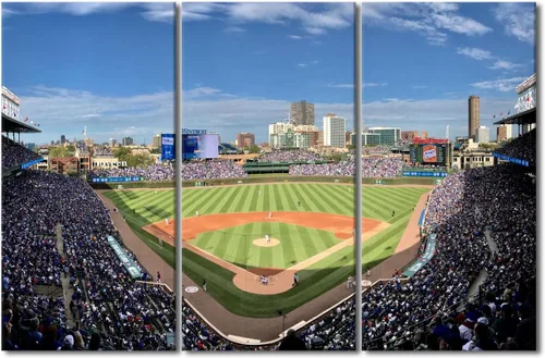 Vista 49 de TUMOVO Arte de pared en lienzo para estadio deportivo, arte de pared de campo Wrigley en Chicago, pinturas de Chicago, impresiones sobre lienzo