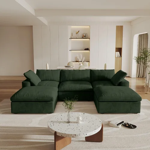Vista 64 de Cloud - Sofá modular convertible de 80.3 pulgadas en forma de L para sala de estar con otomana de almacenamiento, sofás profundos minimalistas, Negro