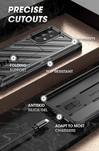Vista 5 de SUPCASE Funda para Samsung Galaxy A53 5G (2022), delgada, resistente a prueba de golpes [serie Unicorn Beetle] con soporte (negro)