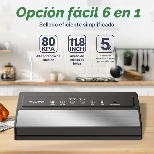 Vista 4 de [Usado] GERYON Sellador al vacío, máquina selladora al vacío para almacenamiento de alimentos con bolsas selladoras y rollo, sellador automático