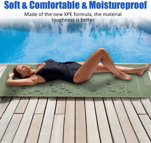 Vista 3 de Luqeeg Alfombrilla de espuma ultraligera para dormir, impermeable para camping, espuma al aire libre, alfombra de camping plegable para playa