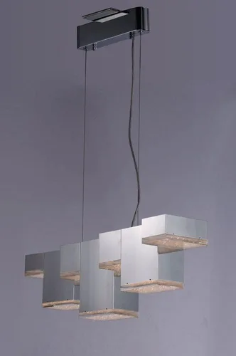 Vista 6 de ET2 E24466-160PC Pizzazz LED Geométrico Rectangular Cubo Cristalino Acrílico Lineal Lámpara de techo colgante, 7 luces 50.4 vatios totales, 9