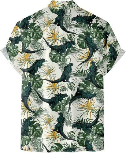 Vista 4 de Family Gifts Kingdom Camisas hawaianas de hongos para hombre, camisa de hongos, camisas de hongos para hombres, con botones a rayas de hongos