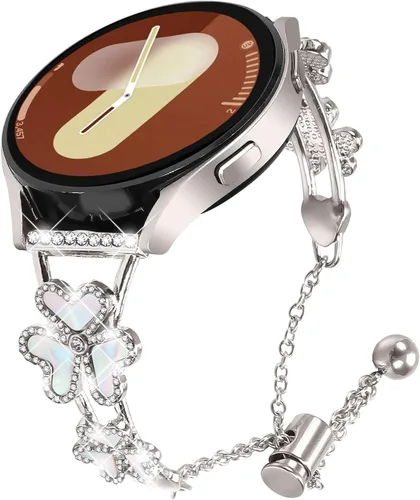 Vista 10 de DEALELE Bandas compatibles con Samsung Galaxy Watch 6/6 Classic / 5/5 Pro / 4/4 Classic / 3 1.614 in / Active 2, pulsera de repuesto de metal con 1#