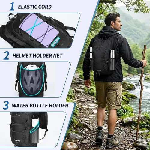 Vista 3 de Blue Quartz Hydration Backpack with 2L Water Bladder, 18L Hiking Backpack for Women Men, Lightweight Water Pack with Phone Pocket for Quick Access